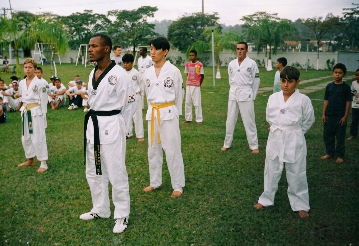 Treinamento perfilado ao ar livre